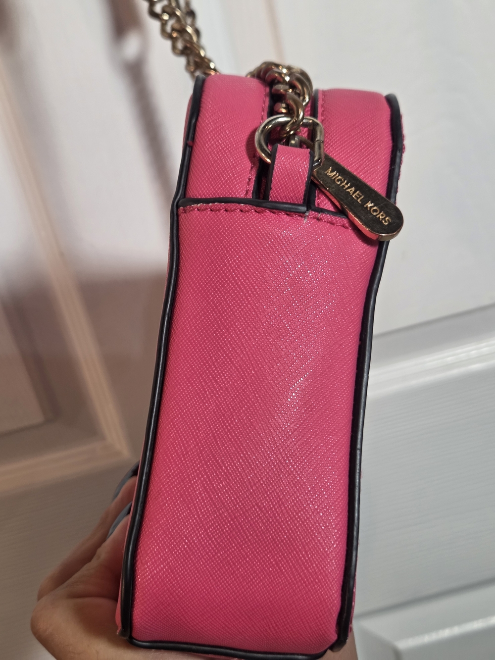 Michael Kors Jet Set Large Saffiano Leather Crossbody Bag - Dragonfruit Pink - Picture 6 of 13